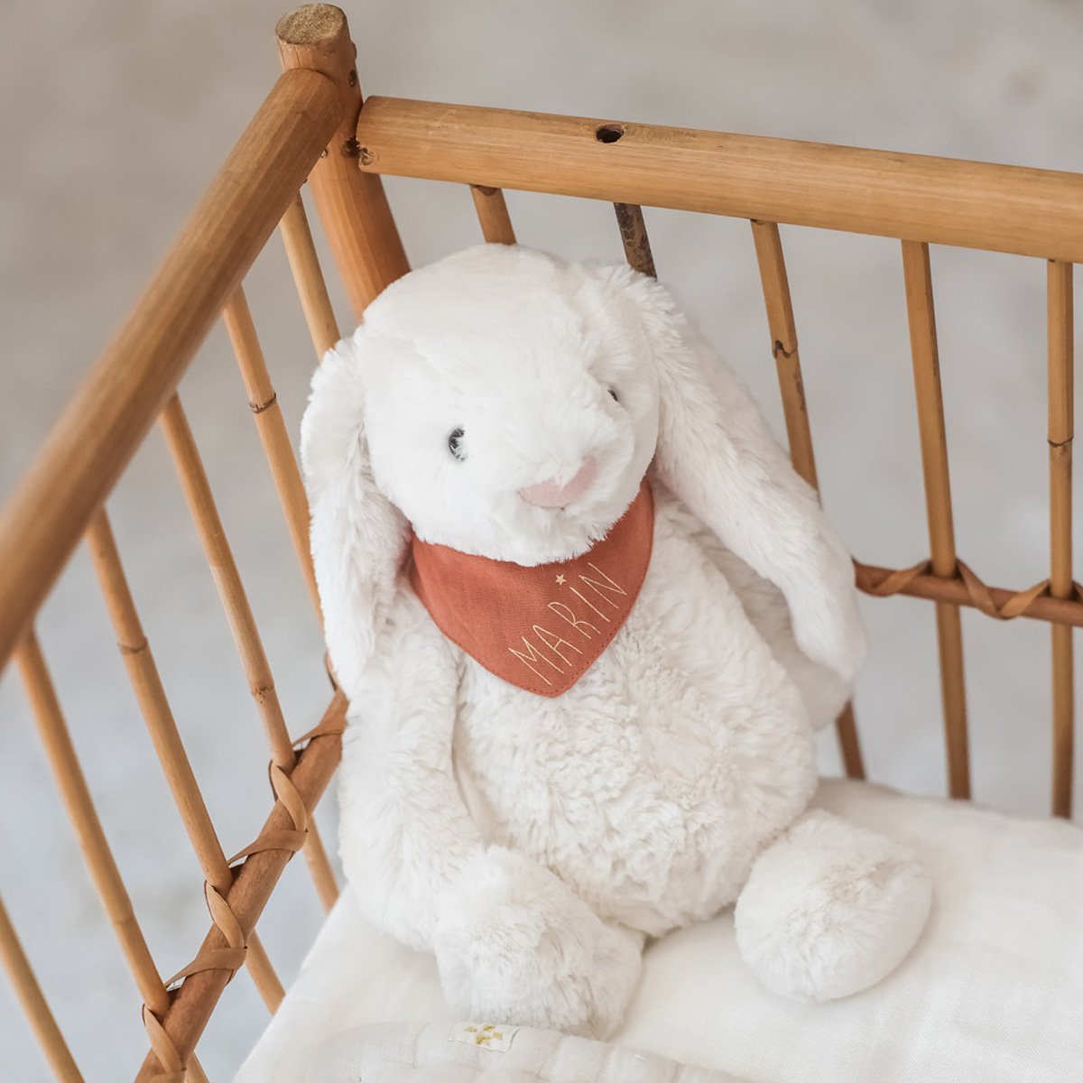 Ours en peluche personnalisé de lapin gris géant, lapin d’inquiétude, petit  garçon ou fille, nounours de baptême, 1er anniversaire, stuffie