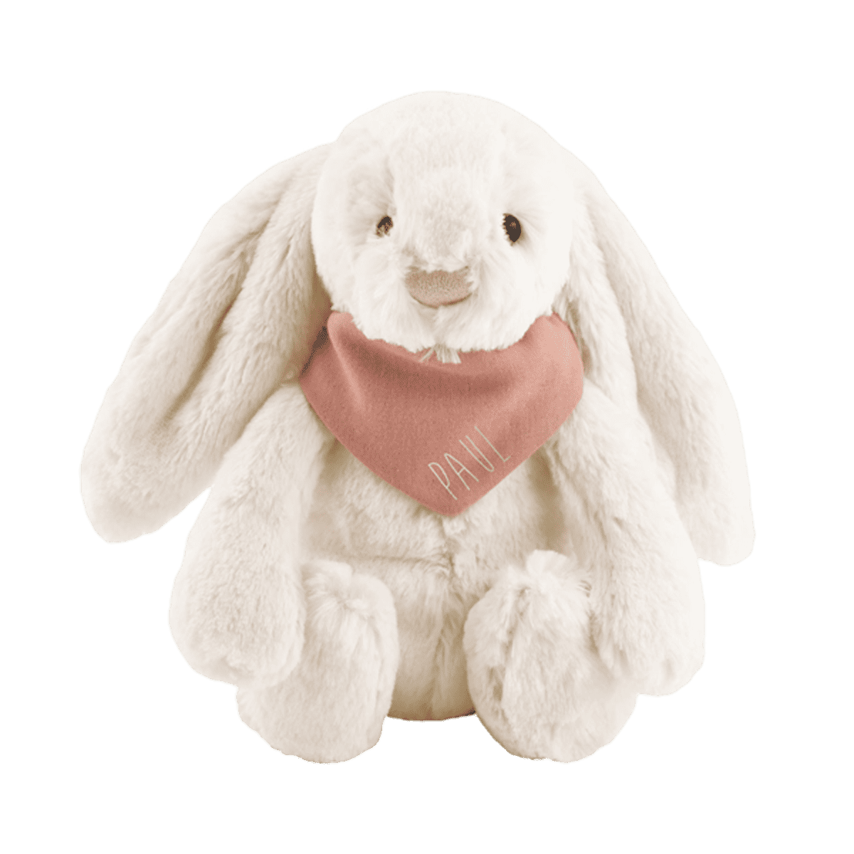 doudou lapin tout doux avec foulard personnalisé enfant