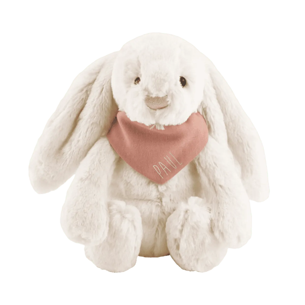 doudou lapin tout doux avec foulard personnalisé bébé