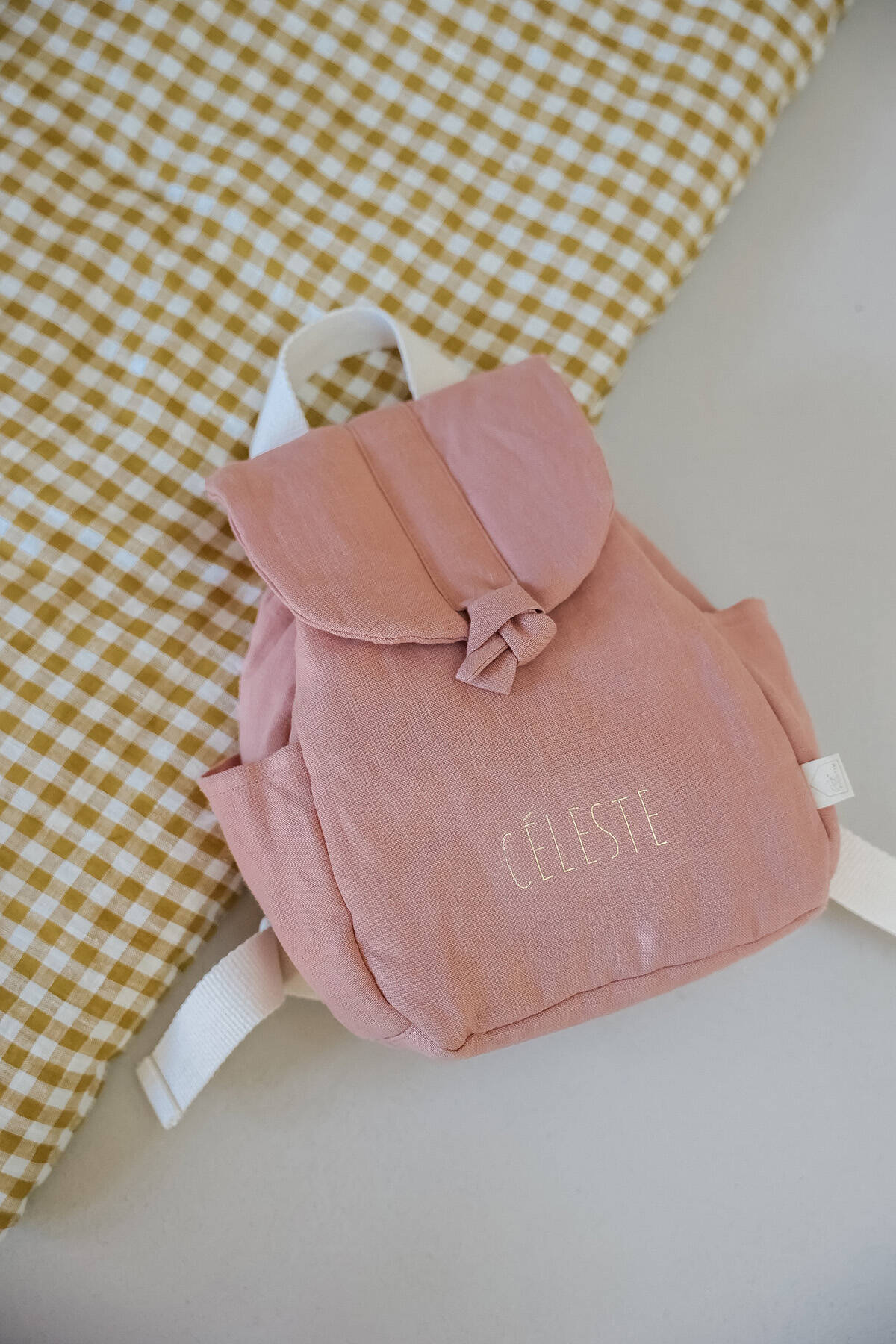 sac à dos en lin personnalisé pour bébé