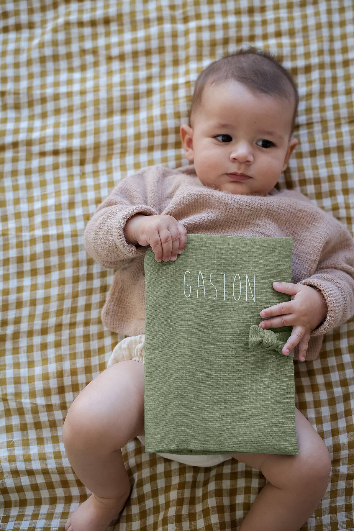 protège carnet de santé personnalisé en lin pour bébé