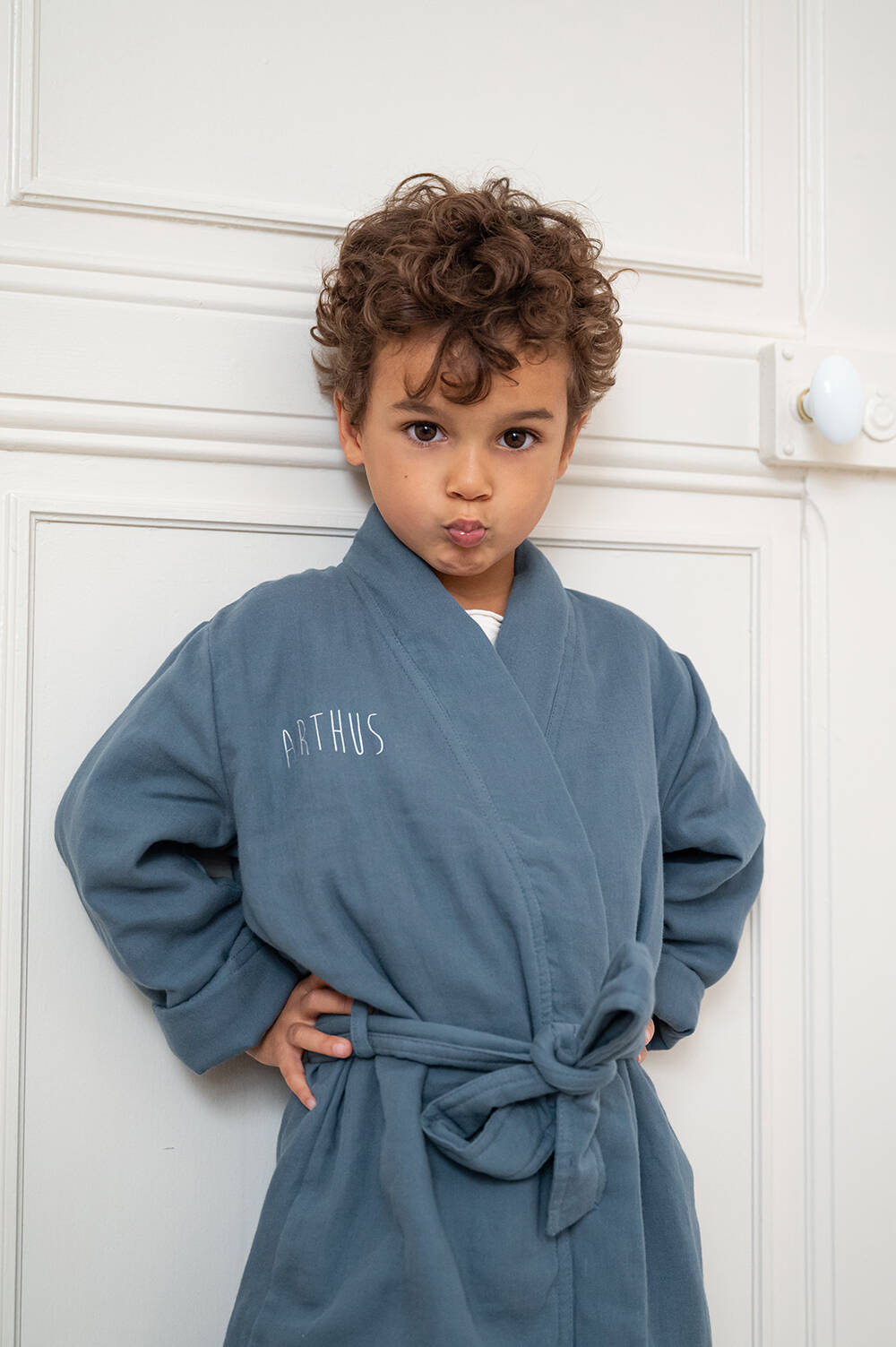 robe de chambre personnalisée en gaze de coton pour enfant