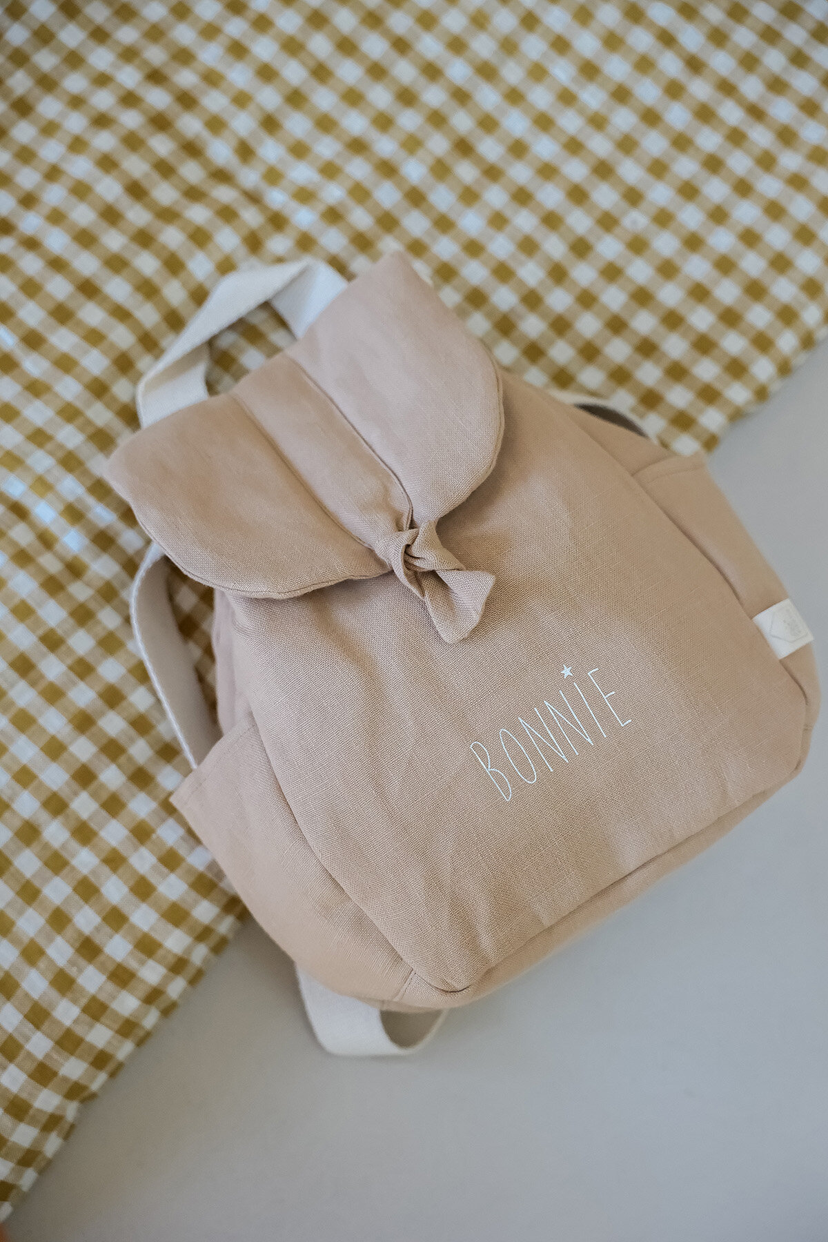 sac à dos en lin personnalisable pour bébé