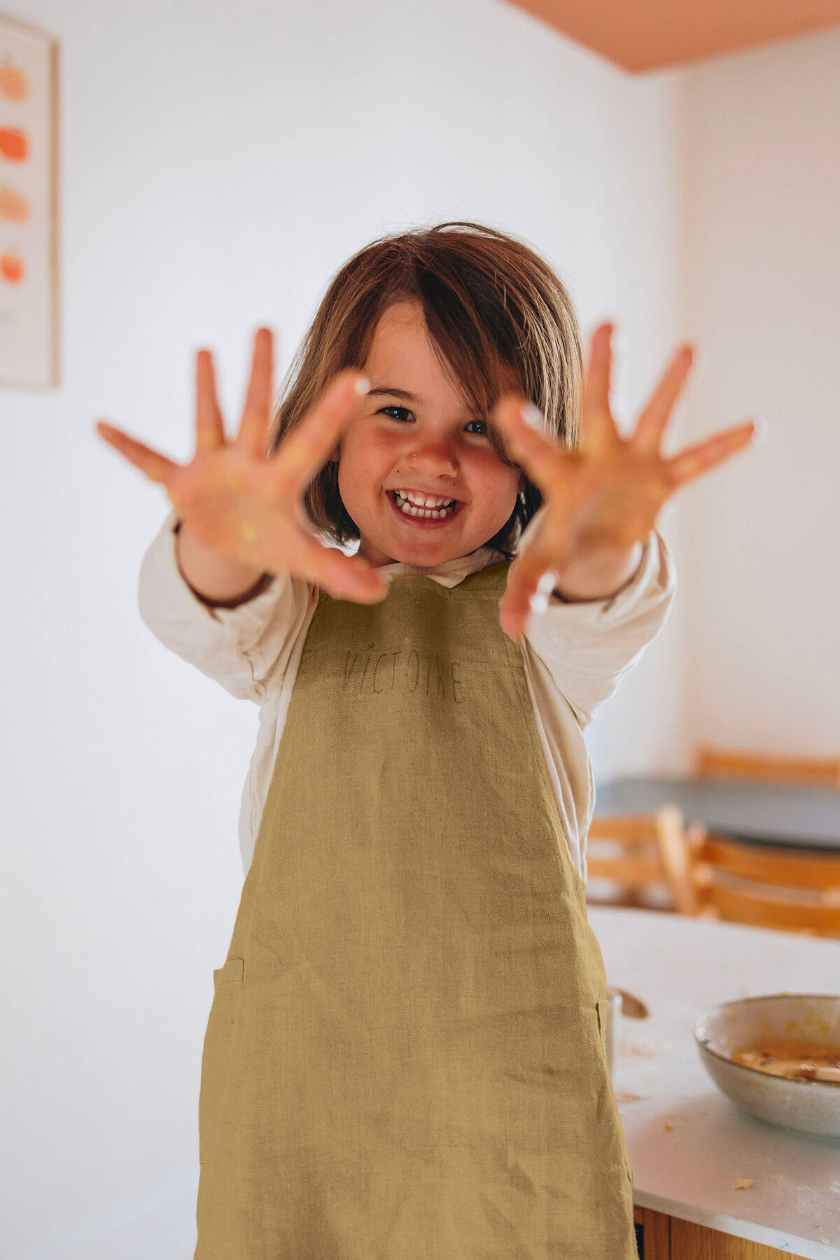 tablier japonais en lin pour enfant personnalisé