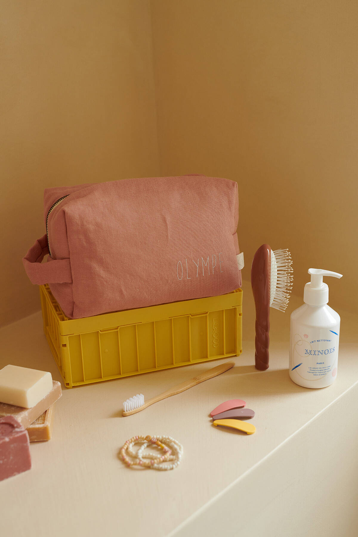 trousse de toilette en lin personnalisée pour enfant