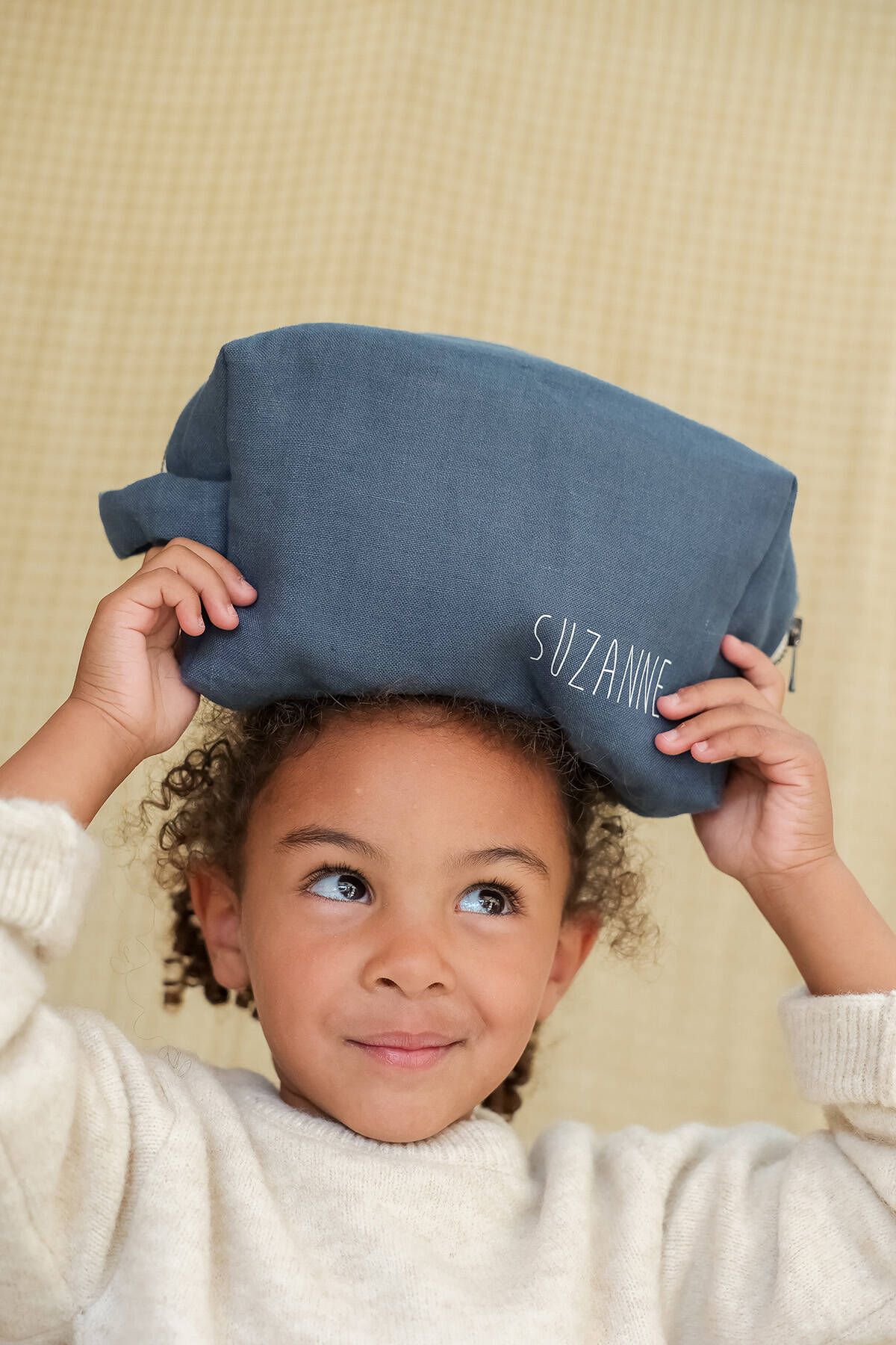 trousse de toilette en lin personnalisé pour enfant